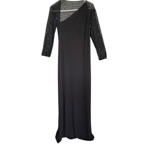 Vintage‎ Cache Maxi Evening Gown Dress 8 Y2k Beaded Formal Black Tie Wedding
